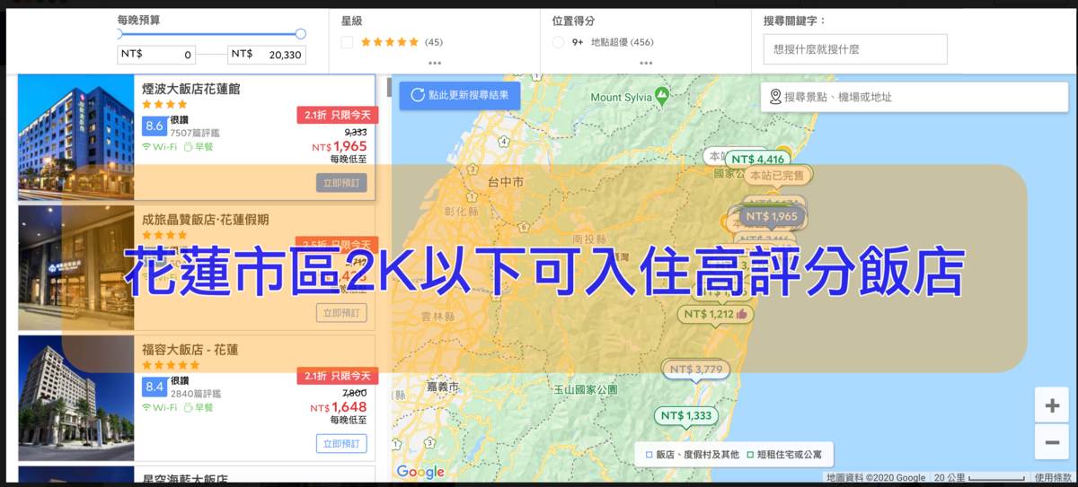 延伸閱讀：花蓮市區2K以下高評分住宿，小資省錢好住宿列表