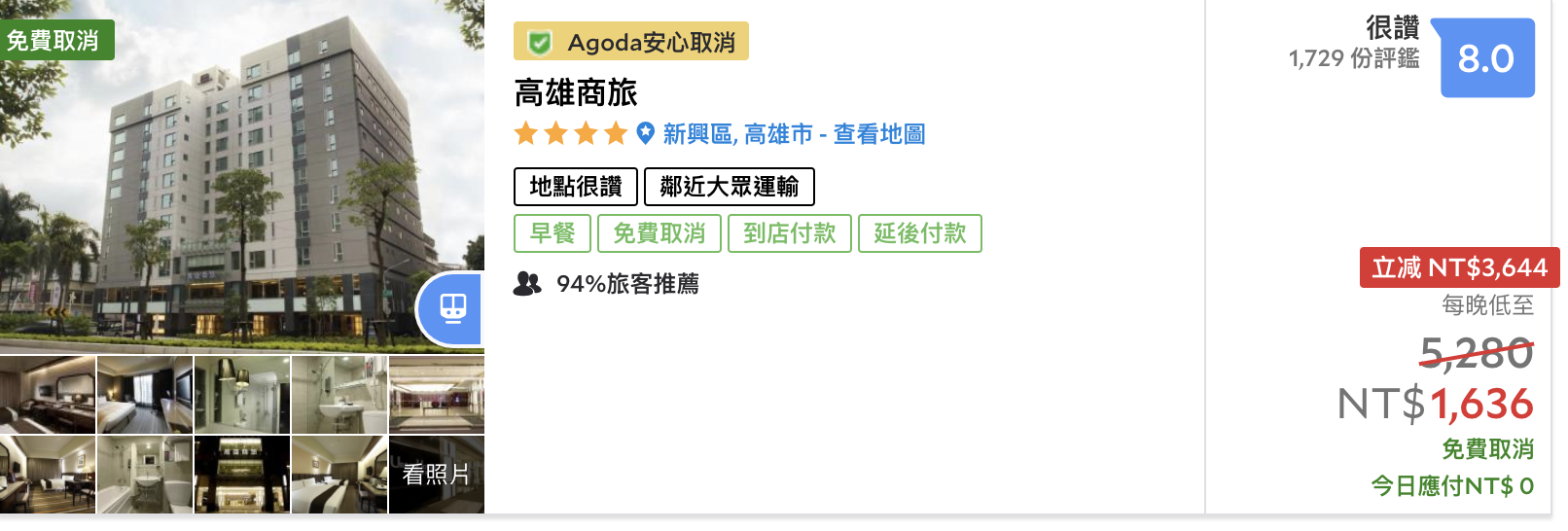 高雄2K以下可入住高評分飯店，滿滿都是划算的好住宿～