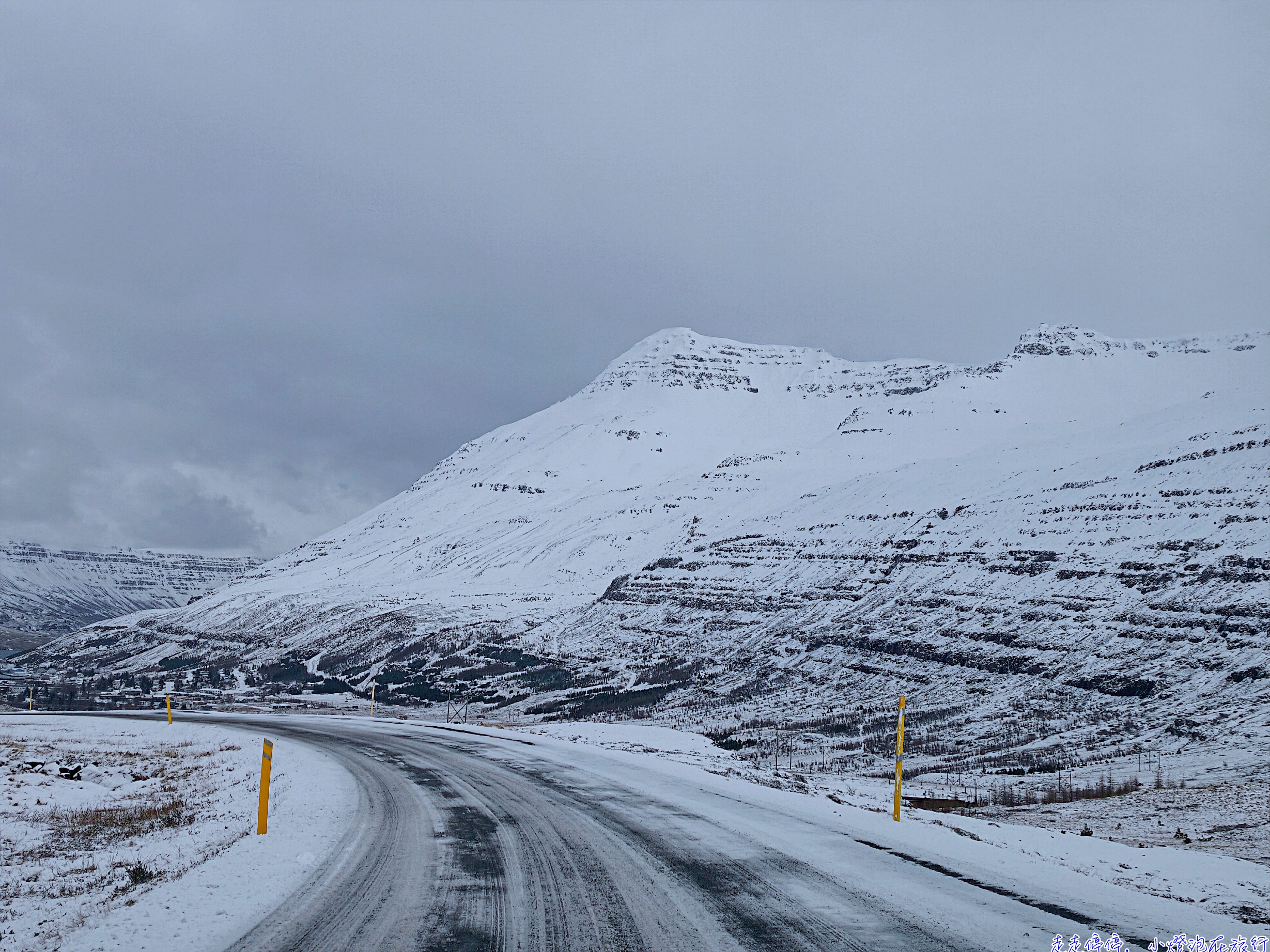 冰島親子自駕第五天｜route 93 冬季雪白山路 × 白日夢冒險王小鎮 Seyðisfjörður