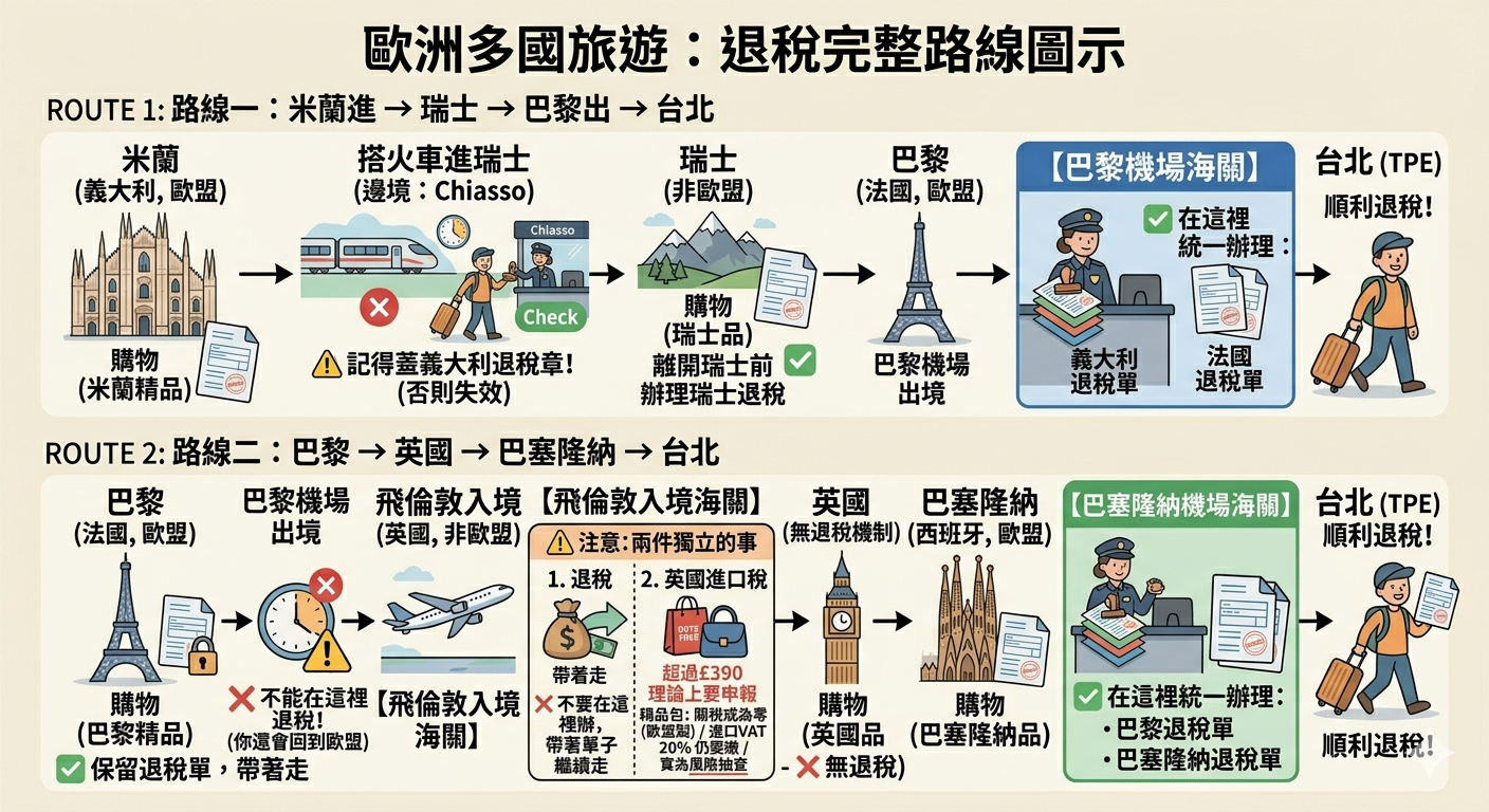 歐洲退稅搞錯了會哭：多國行程「到底在哪退」完整攻略（含真實路線判斷）