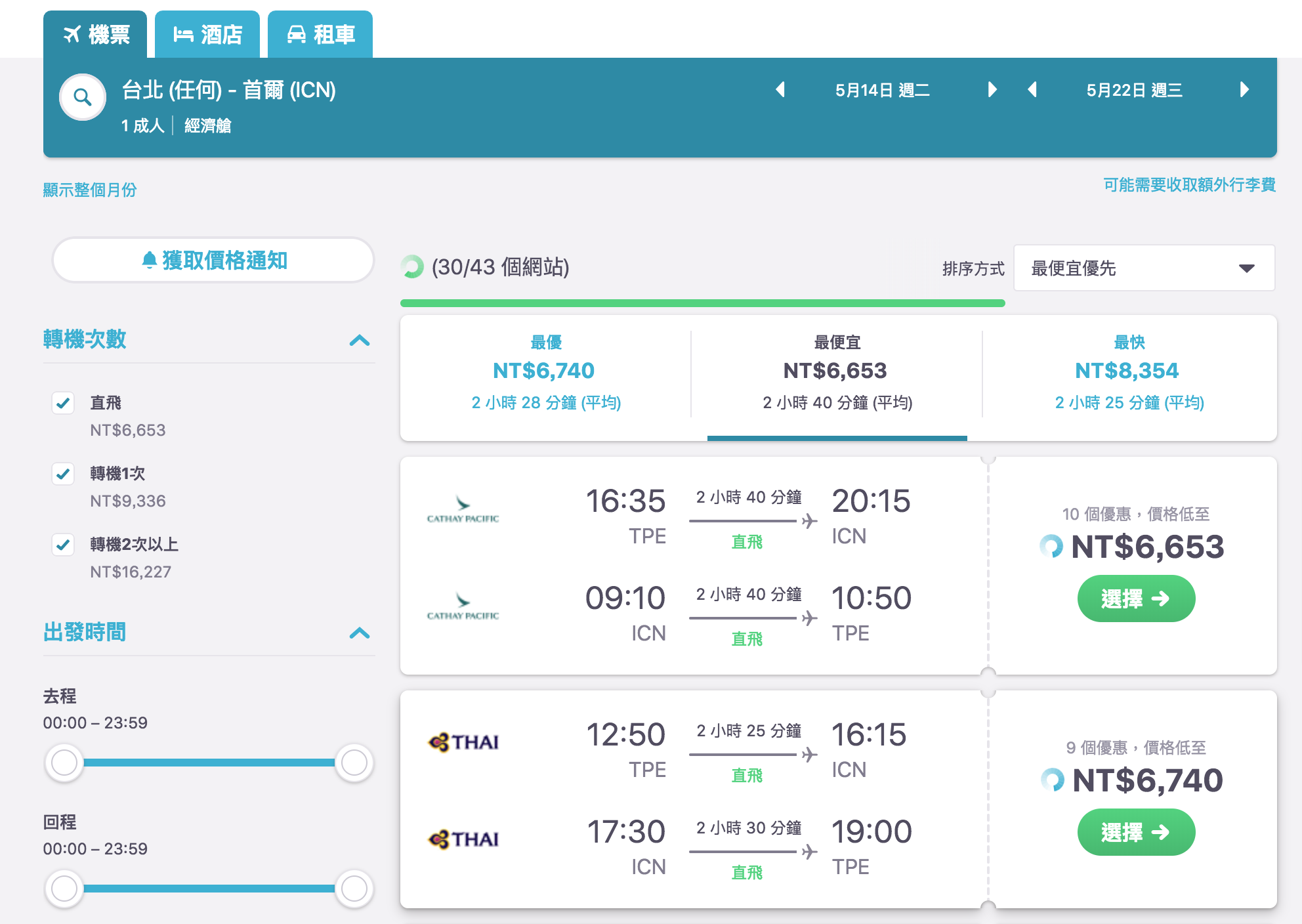 首爾機票特價，傳統航空下殺，直逼廉航6K&#8230;.（查票：107.11.15） @走走停停，小燈泡在旅行
