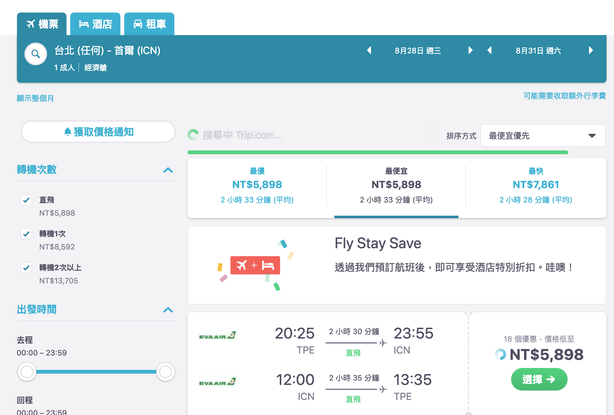 韓國線傳統航空特價，最低6K起～（查票：108.3.29） @走走停停，小燈泡在旅行